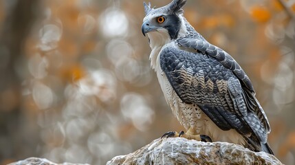 adult male Harpy Eagle Harpia harpyja with gray black and white plumage found in Brazil South America