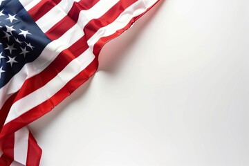 Wall Mural - A patriotic illustration of an American flag with the words 'VETERANS DAY' in bold letters, surrounded by a festive border of red, white, and blue, set on a clear white background.