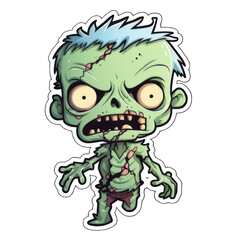 Wall Mural - Cartoon funny zombie sticker. Zombie Sticker. Halloween stickers. Halloween concept. Stickers. Logotype. Logo. PNG sticker with transparent background. PNG.