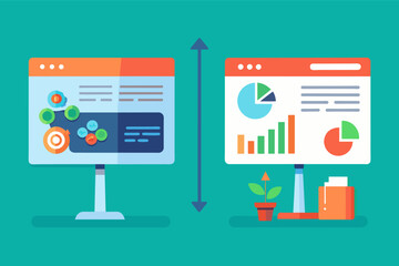 Poster - a flat screen monitor with graphs and a plant