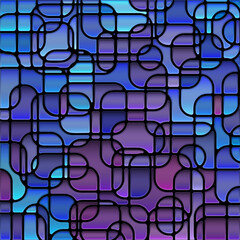 Wall Mural - abstract vector stained-glass mosaic background - blue and violet