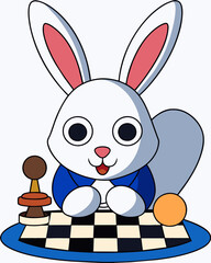Wall Mural - Rabbit is a chess player