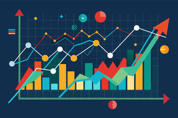 Leinwandbilder - a bar chart with arrows and graphs