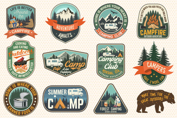 Wall Mural - set of summer camp badges. vector. concept for shirt or logo, print, stamp, patch or tee. vintage ty