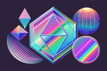Aufkleber - a set of different colored shapes, A collection of shapes in various colors.