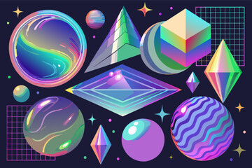 Aufkleber - a set of different colored shapes, A collection of shapes in various colors.