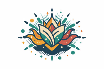 Aufkleber - a colorful logo with a stylized flower, A logo featuring a stylized flower in vibrant colors.