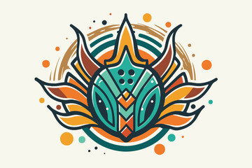 Aufkleber - a colorful logo with a stylized flower, A logo featuring a stylized flower in vibrant colors.