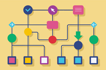 Aufkleber - a diagram with different types of devices connected to each other, A book featuring a diagram illustrating different types of devices on its cover.