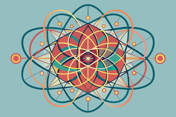Fototapete - a colorful geometric design with a star in the middle, The design features vibrant geometric patterns, highlighted by a central star motif.