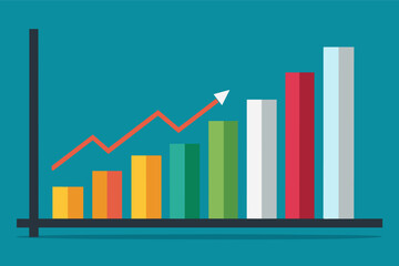 Leinwandbilder - a bar chart with a line graph and a line graph, An infographic displaying a bar chart alongside a line graph.