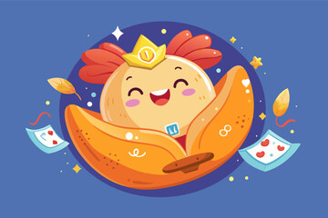 Poster - a cartoon character is holding a banana, The cartoon character is depicted holding a banana.