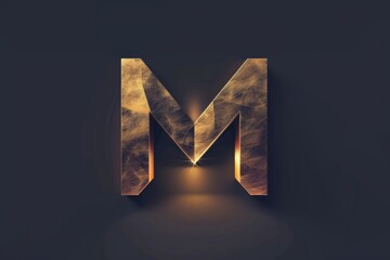 Wall Mural - Illuminated letter M in dark background, perfect for design projects