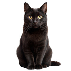 Naklejka na meble Alert Black Cat Sitting Gracefully With Intense Gaze and Transparent Background