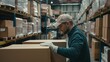© mattegg - Male Warehouse Worker Sealing Cardboard Boxes - 46 characters