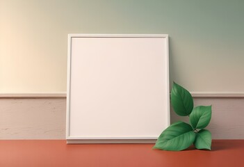 Poster - a photo frame with green leaves on the surface of a room