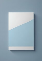 Wall Mural - an empty white painting against a blue wall with two color triangles