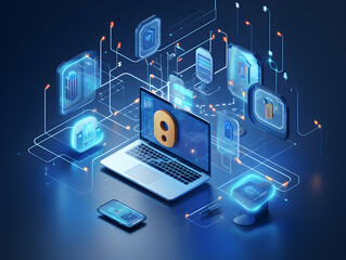 internet and data security, cybersecurity and privacy concepts to protect data. lock icon and intern