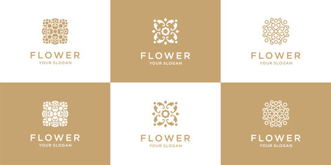 Wall Mural - Set of floral flower ornament beauty luxury logo