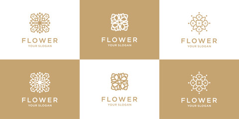 Wall Mural - Floral ornament logo or icon set collection.