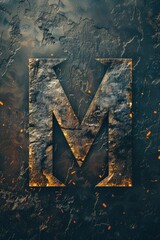 Wall Mural - A dramatic image of the letter M engulfed in flames and smoke. Perfect for illustrating danger or destruction