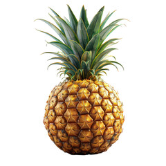 Wall Mural - A fresh pineapple, extracted from the backdrop, isolated without any background. Concept of tropical fruit. Generative Ai.