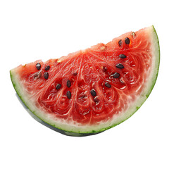 Wall Mural - A juicy watermelon slice, detached from the background, completely background-free. Concept of summer refreshment. Generative Ai.