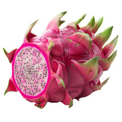Wall Mural - A juicy dragon fruit, separated from the background, with the background removed. Concept of tropical wonder. Generative Ai.