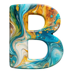 Wall Mural - fluid art liquid letter b - vibrant abstract design cut out isolated png transparent