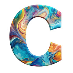 Wall Mural - fluid art liquid letter c - vibrant abstract design cut out isolated png transparent
