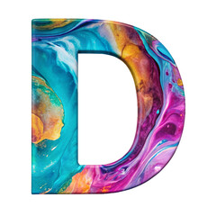 Wall Mural - fluid art liquid letter d - vibrant abstract design cut out isolated png transparent