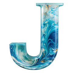 Wall Mural - Fluid Art Liquid Letter J - Vibrant Abstract Design cut out isolated PNG transparent