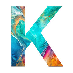 Wall Mural - fluid art liquid letter k - vibrant abstract design cut out isolated png transparent