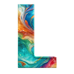 Wall Mural - Fluid Art Liquid Letter L - Vibrant Abstract Design cut out isolated PNG transparent