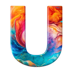 Wall Mural - fluid art liquid letter u - vibrant abstract design cut out isolated png transparent