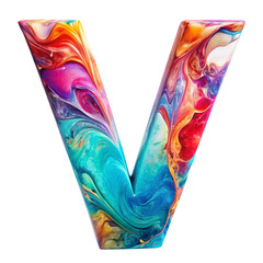 Wall Mural - fluid art liquid letter v - vibrant abstract design cut out isolated png transparent