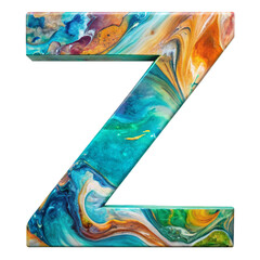 Wall Mural - fluid art liquid letter z - vibrant abstract design cut out isolated png transparent