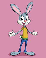 Wall Mural - cartoon skinny rabbit