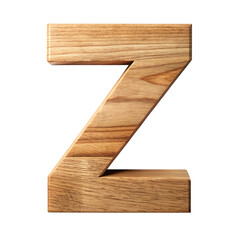 Wall Mural - wooden letter z, 3d rendered natural wood texture cut out isolated png transparent