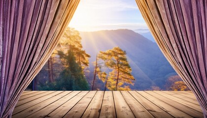 Poster - theater background with wood stage and curtains