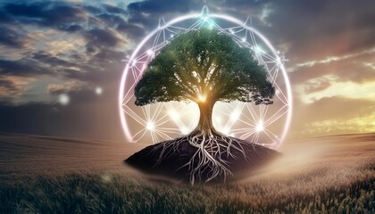 Canvas Print - spiritual gaia yggdrasil tree of life by generative ai