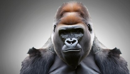 Wall Mural - fierce gorilla on transparent background primate ai generated