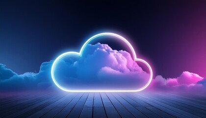 Poster - 3d render abstract cloud illuminated with neon light