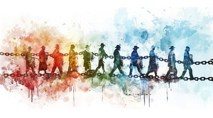 Wall Mural - International Day of Remembrance of the Slave Trade and its Elimination. white background, watercolor style. text Digital illustration 