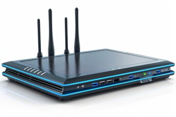 Sticker - High performance routers with multiple antennas, representing advanced networking technology and strong internet signals