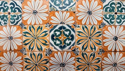 a beautiful floral pattern inspired by vintage tile designs ideal for wallpaper or textile prints in a traditional or ethnic style