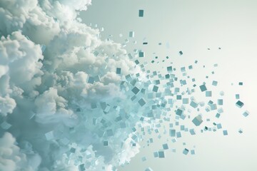 Leinwandbilder - Abstract digital representation of cloud technology with a flow of data cubes, highlighting modern connectivity, information transfer, and the future of cloud computing, Generative AI