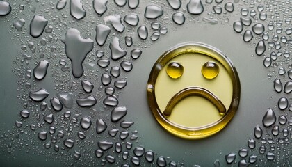 Sticker - sad smiley of raindrops