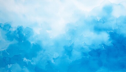 abstract blue textured watercolor background a grunge design on white paper with light blue water stain splash and paint artistic vintage brush soft clouds brighten the gradient ink illustration