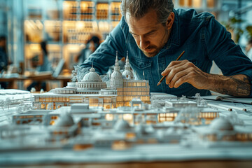 Wall Mural - an architect designing a building, envisioning spaces that blend form and function in innovative way